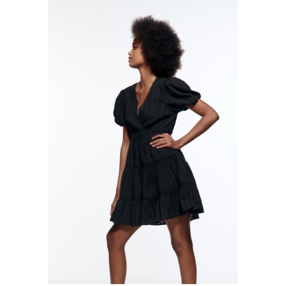 Zara Black Lace Insert Dress Size Medium
